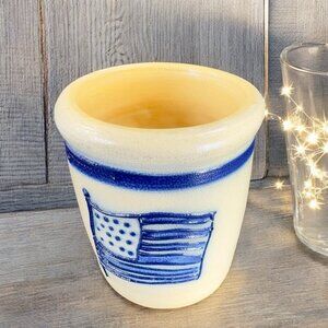 Shadowlawn Stoneware American Flag with Star Cutouts Votive Candle Holder VTG